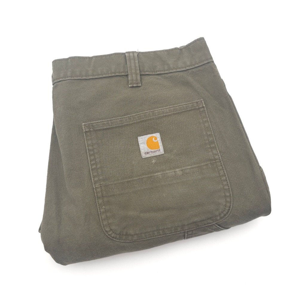 Carhartt Men 38X30 (Fit 36X29) Relaxed Carpenter Pants Gray Canvas Work Trousers